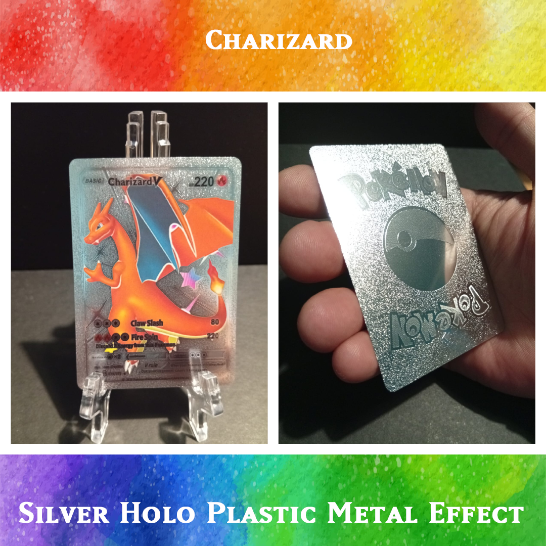 silver charizard pokemon card Charizard Vmax Silver Foil Fan Art Card Hp999999 Fire Canon