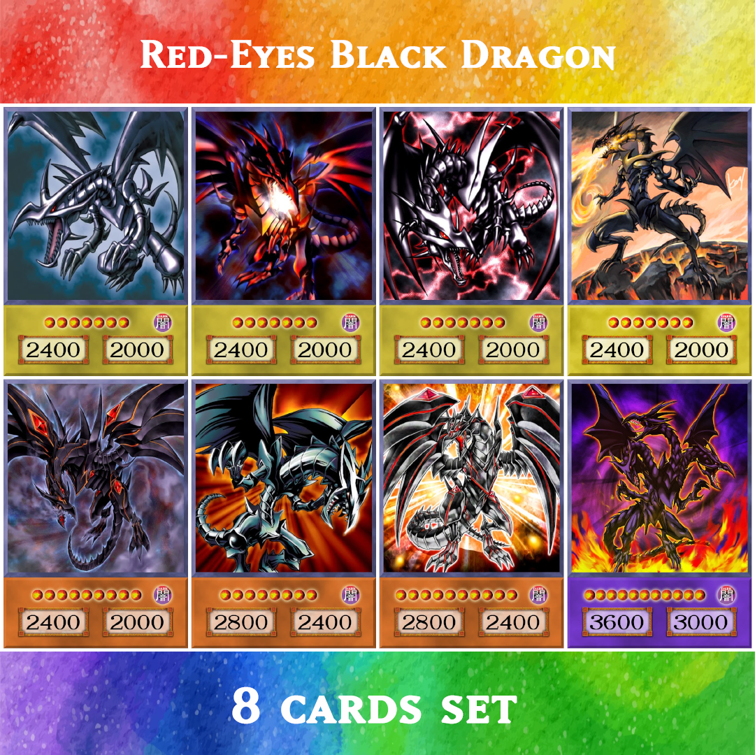 Red-Eyes Black Dragon (Anime Art) - 8 cards set - Yugioh Orica Yugioh Orica Vintage Red-Eyes Black Dragon (Anime Art) - 8 cards set - Yugioh Orica Yugioh Orica Vintage