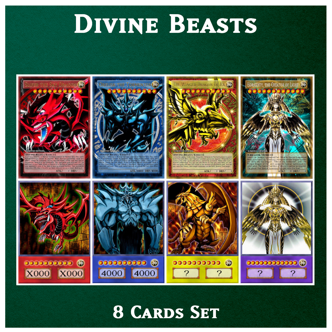 Divine Beasts Slifer, Obelisk, Ra, Horakhty (Alt. Art) - 8 cards